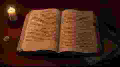 A Bible open, the line of the family held.